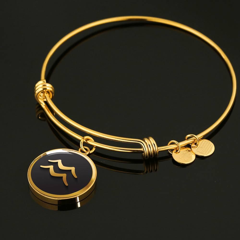 Aquarius Zodiac Exclusive Design Bangle Made From Stainless Steel or 18k Gold - ZodiacFanatic