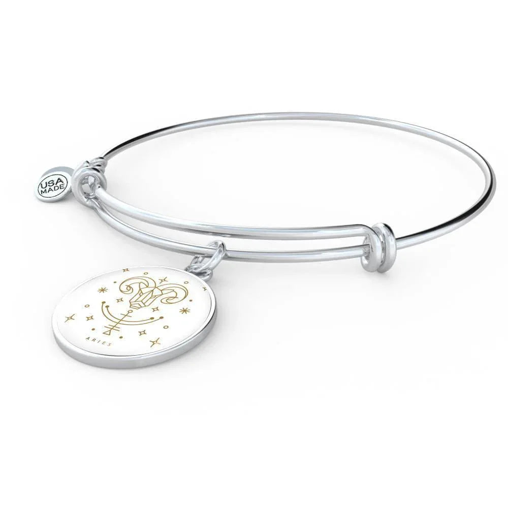 Aries Zodiac Adjustable Luxury Bangle made from Stainless Steel or 18k Gold - ZodiacFanatic