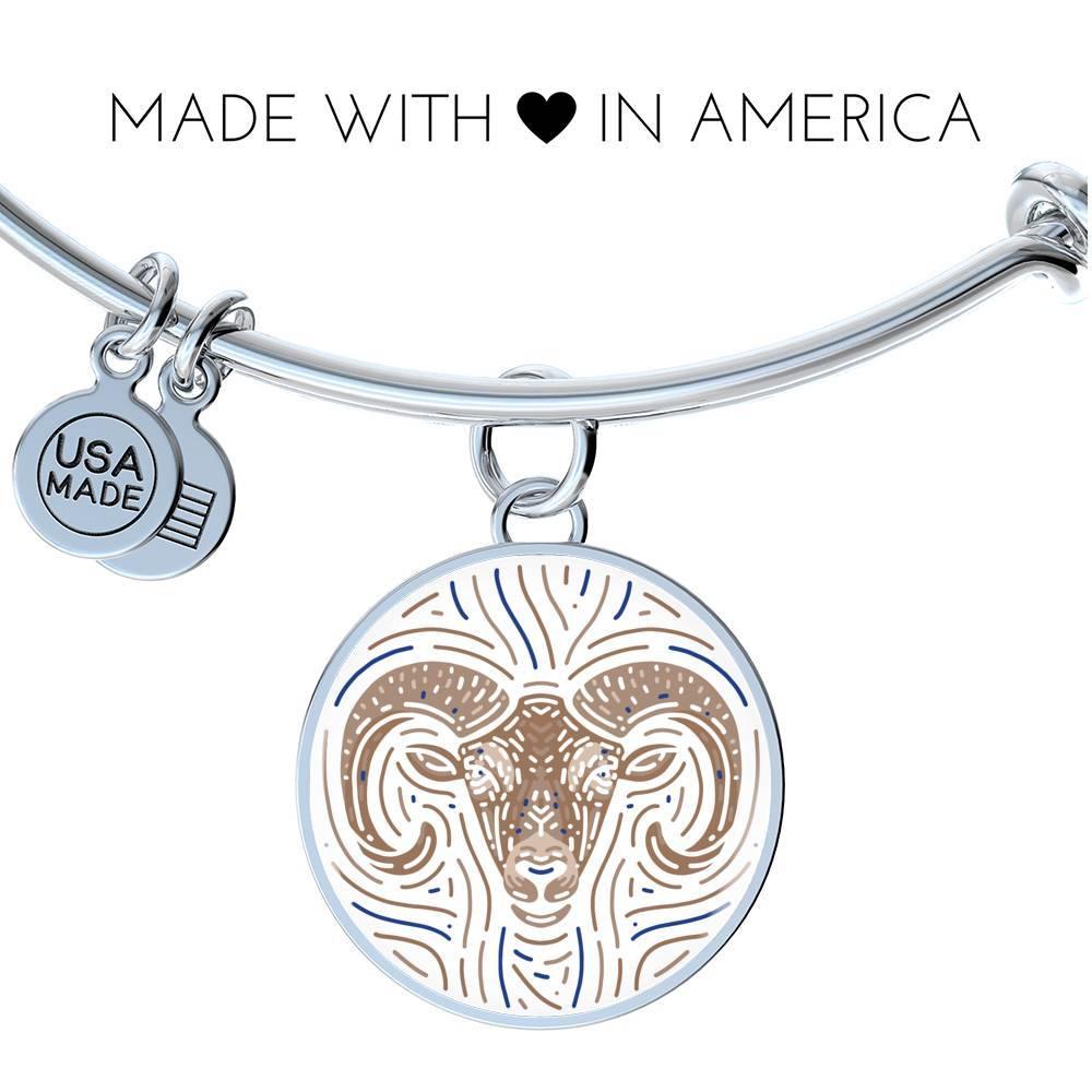 Aries Zodiac Adjustable Luxury Design Bangle made from Stainless Steel or 18k Gold - ZodiacFanatic
