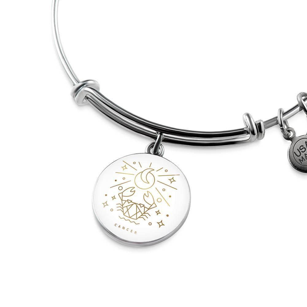 Cancer Zodiac Adjustable Luxury Bangle made from Stainless Steel or 18k Gold - ZodiacFanatic