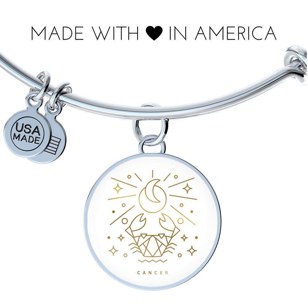 Cancer Zodiac Adjustable Luxury Bangle made from Stainless Steel or 18k Gold - ZodiacFanatic