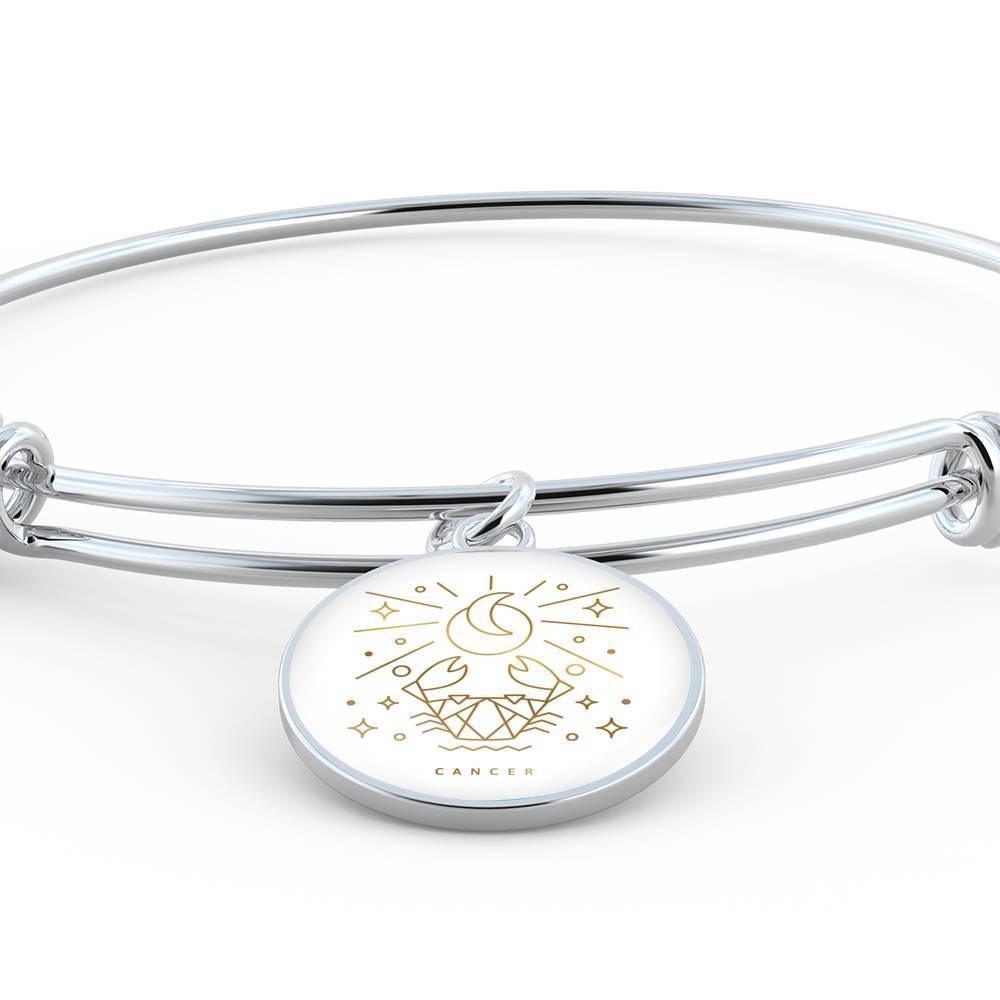 Cancer Zodiac Adjustable Luxury Bangle made from Stainless Steel or 18k Gold - ZodiacFanatic