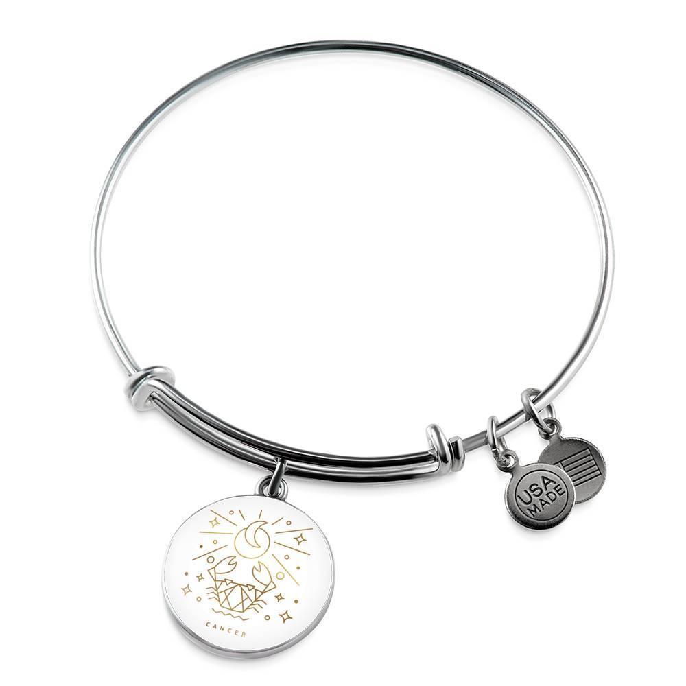 Cancer Zodiac Adjustable Luxury Bangle made from Stainless Steel or 18k Gold - ZodiacFanatic