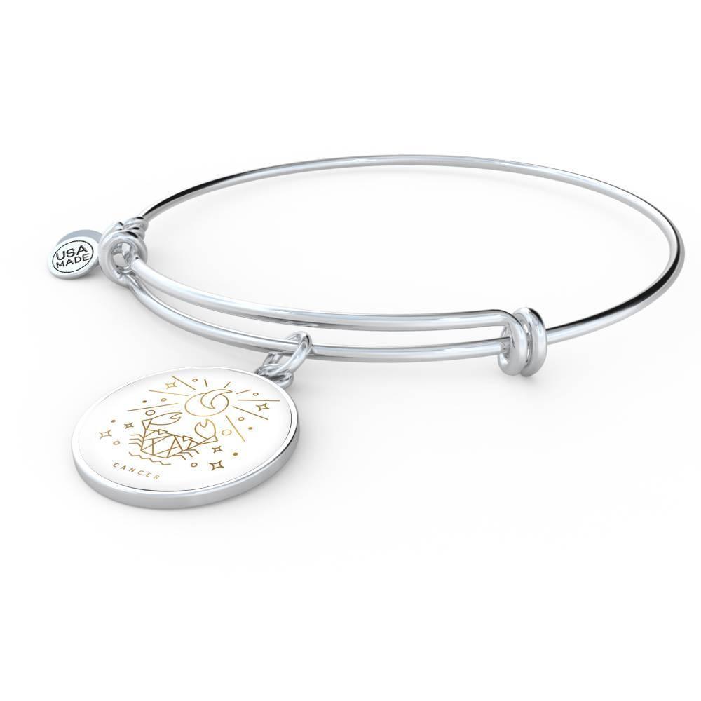 Cancer Zodiac Adjustable Luxury Bangle made from Stainless Steel or 18k Gold - ZodiacFanatic