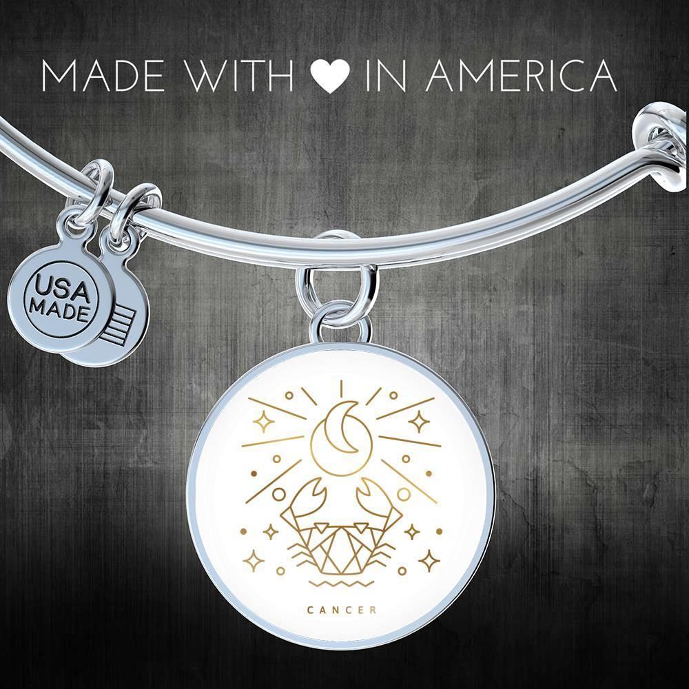 Cancer Zodiac Adjustable Luxury Bangle made from Stainless Steel or 18k Gold - ZodiacFanatic