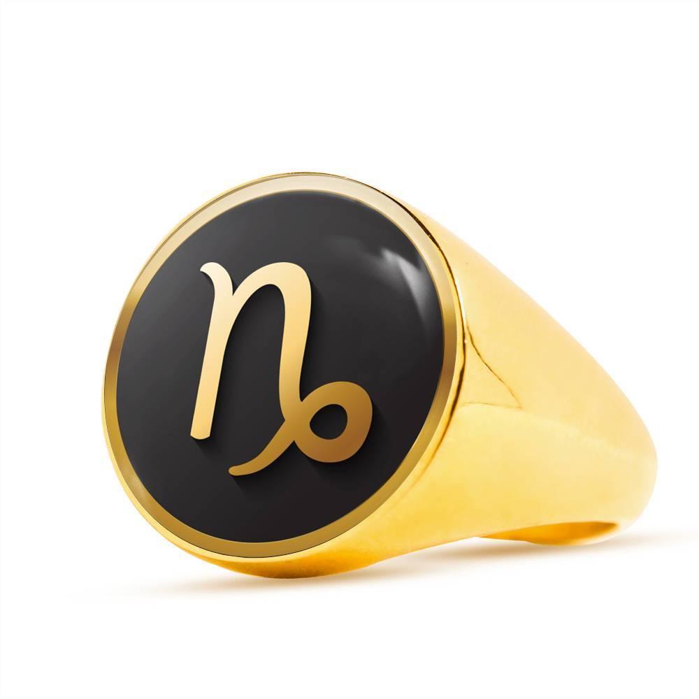 Capricorn Zodiac Exclusive Design Ring Made From Stainless Steel or 18k Gold - ZodiacFanatic