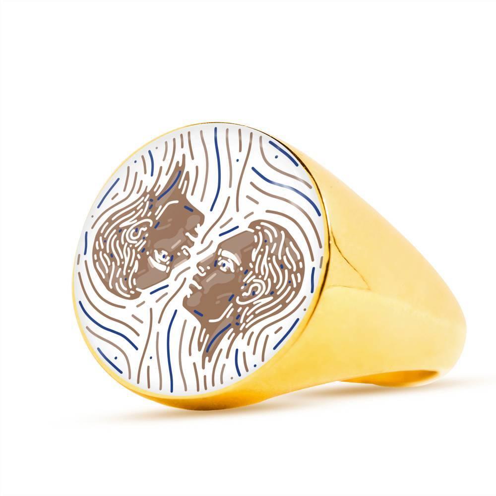 Gemini Zodiac Creative Stainless Steel or 18k Gold Ring - ZodiacFanatic