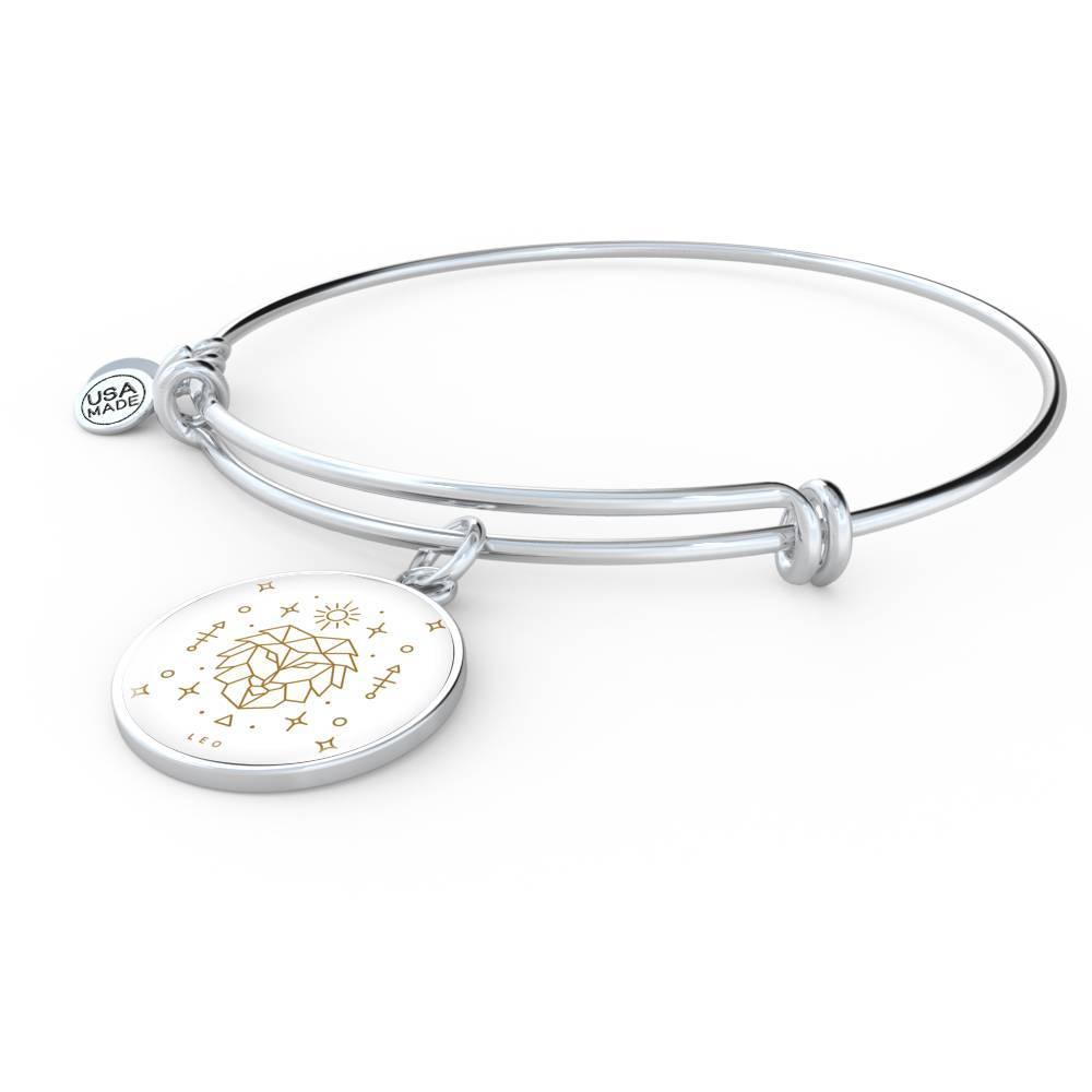 Leo Zodiac Adjustable Luxury Bangle made from Stainless Steel or 18k Gold - ZodiacFanatic