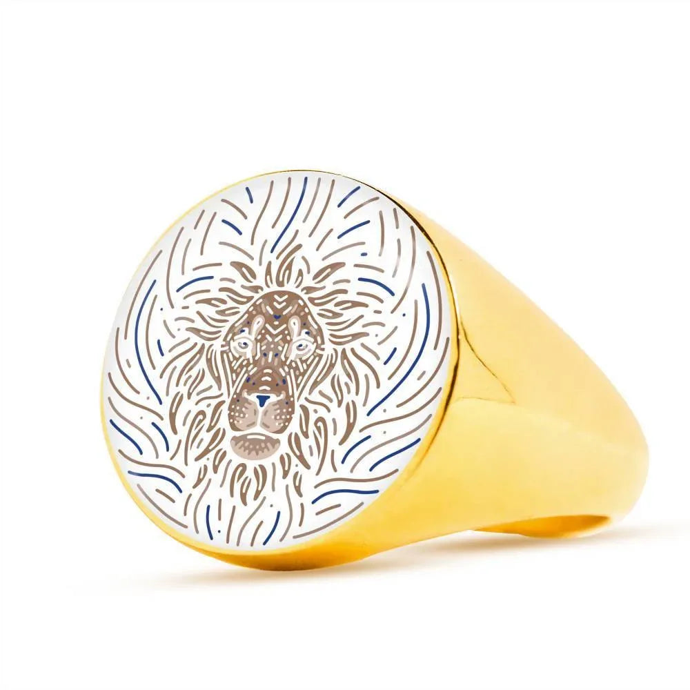 Leo Zodiac Artistic Ring made from Stainless Steel or 18k Gold - ZodiacFanatic