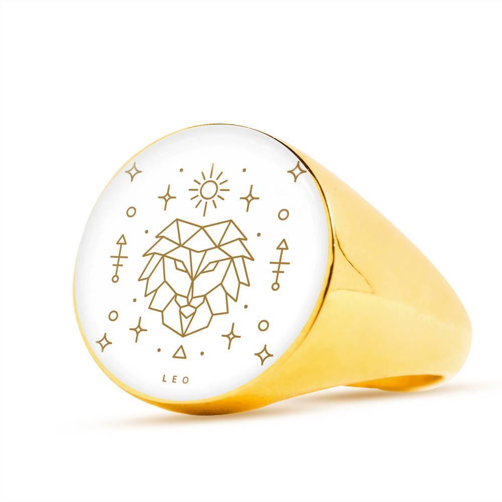 Leo Zodiac Luxury Ring made from Stainless Steel or 18k Gold - ZodiacFanatic