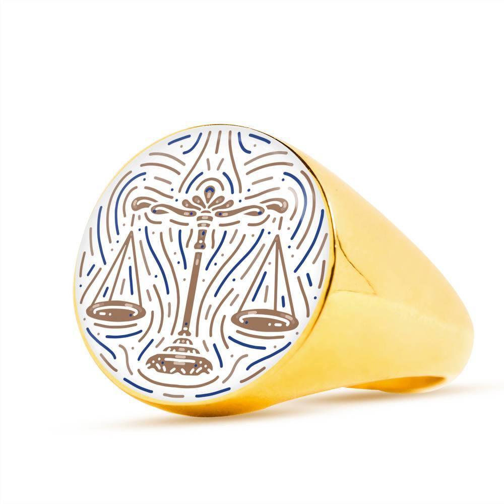Libra Zodiac Artistic Ring made from Stainless Steel or 18k Gold - ZodiacFanatic