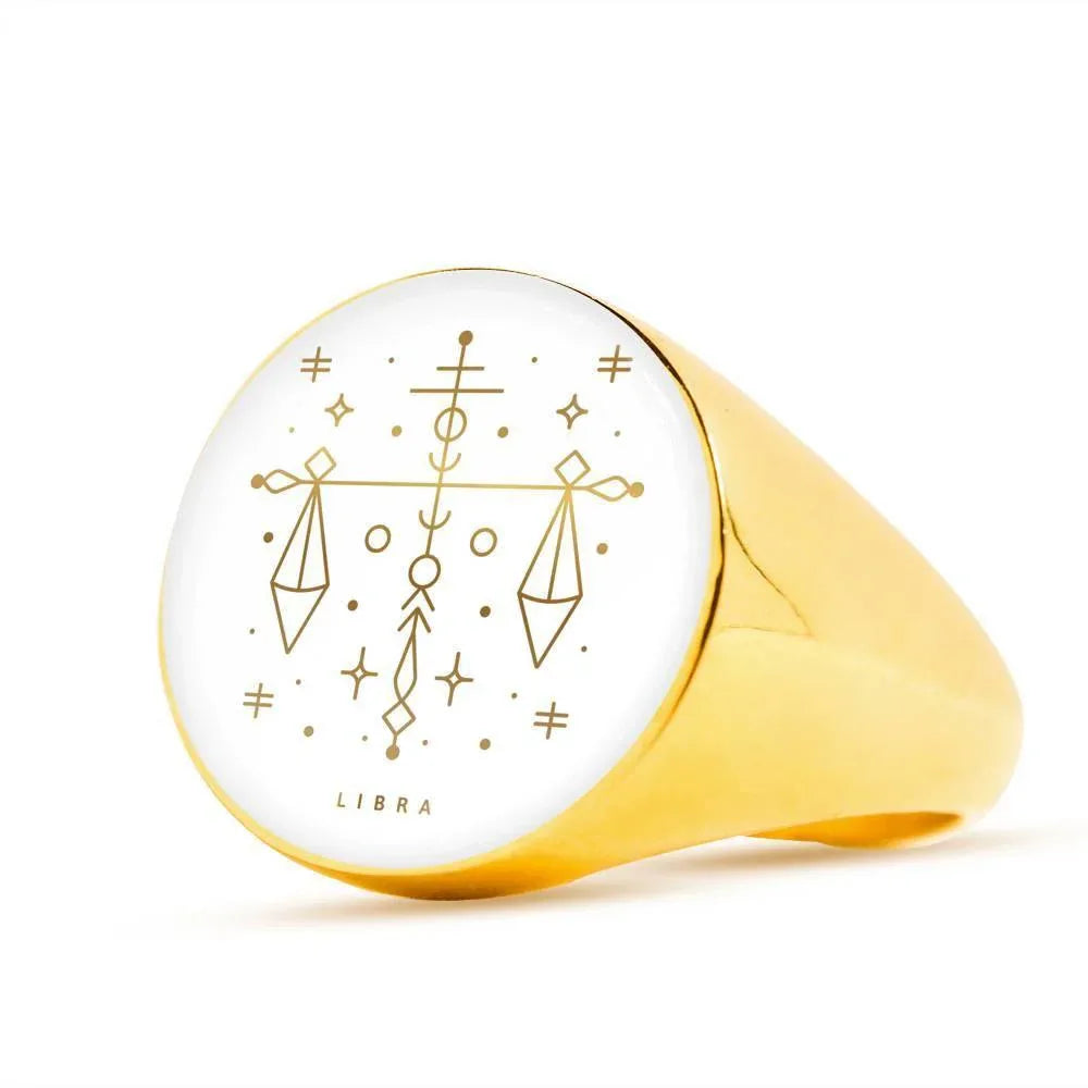 Libra Zodiac Luxury Ring made from Stainless Steel or 18k Gold - ZodiacFanatic