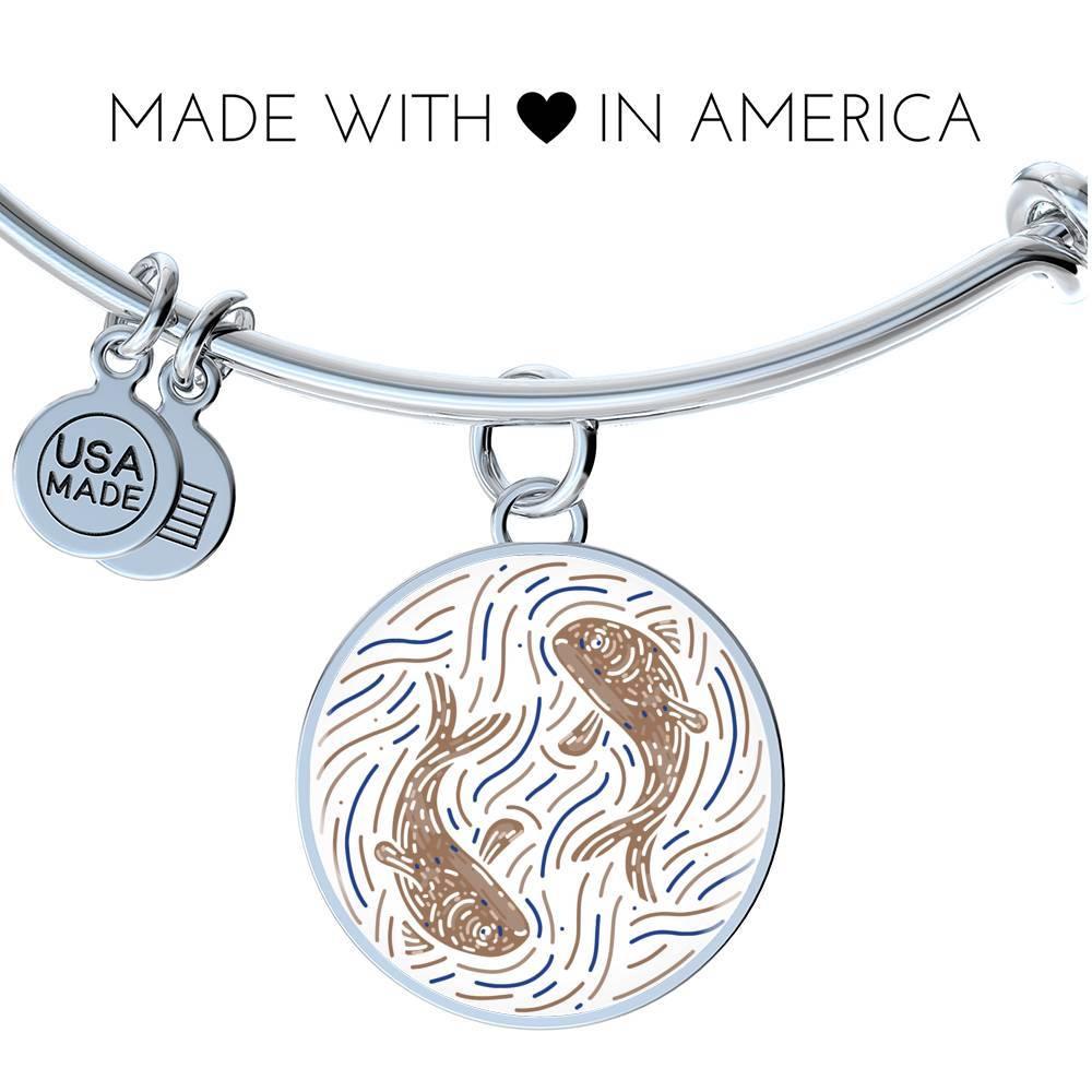 Pisces Zodiac Adjustable Artistic Bangle made from Stainless Steel or 18k Gold - ZodiacFanatic