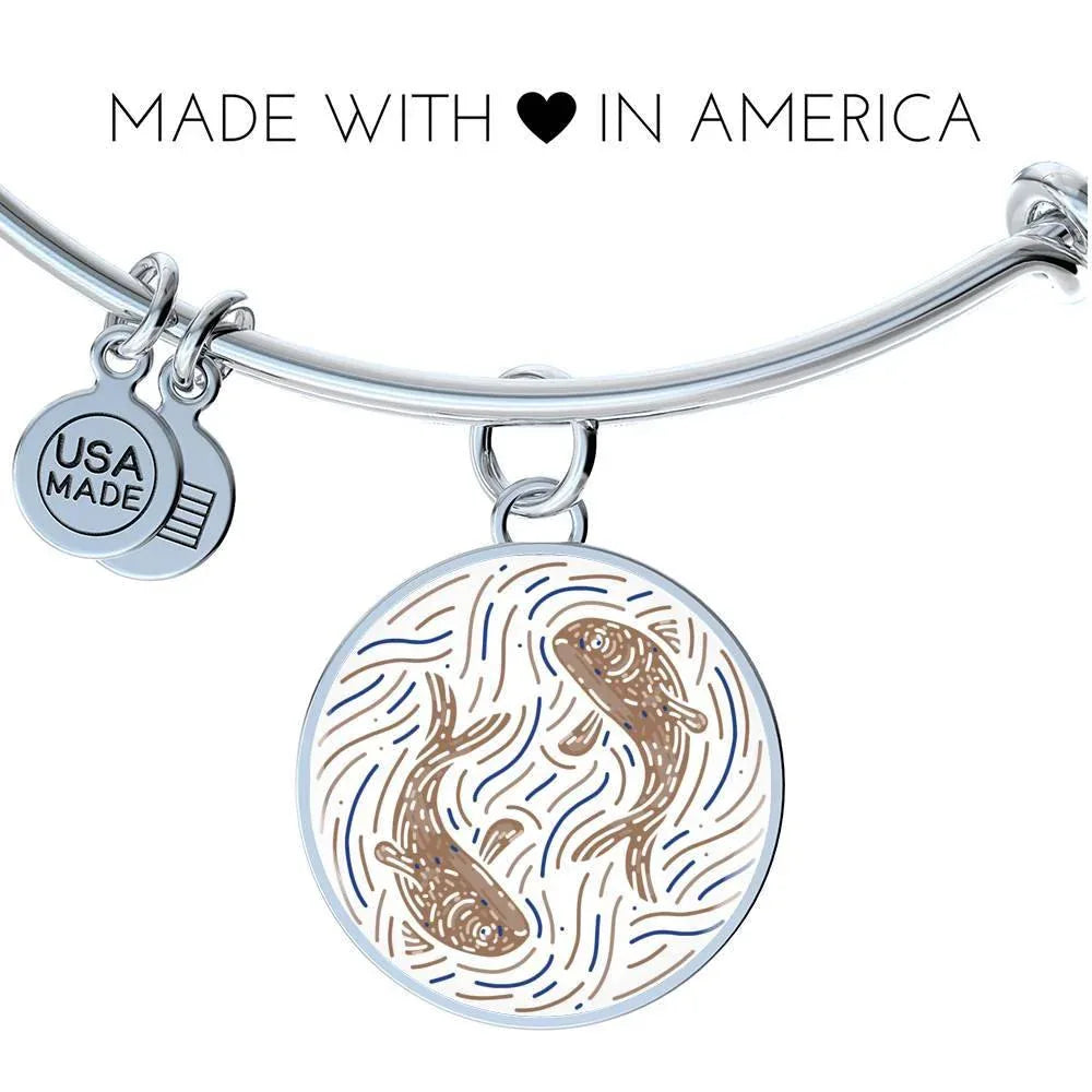 Pisces Zodiac Adjustable Artistic Bangle made from Stainless Steel or 18k Gold - ZodiacFanatic