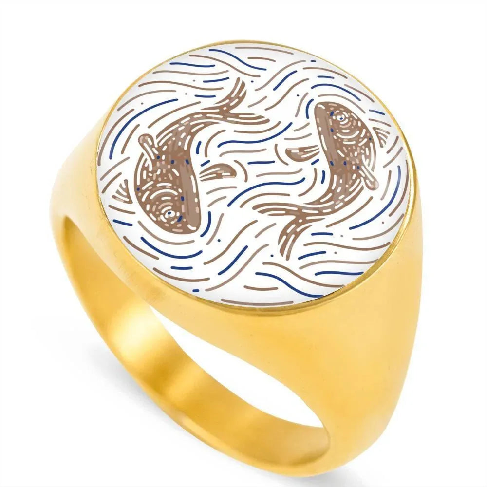 Pisces Zodiac Artistic Ring made from Stainless Steel or 18k Gold - ZodiacFanatic