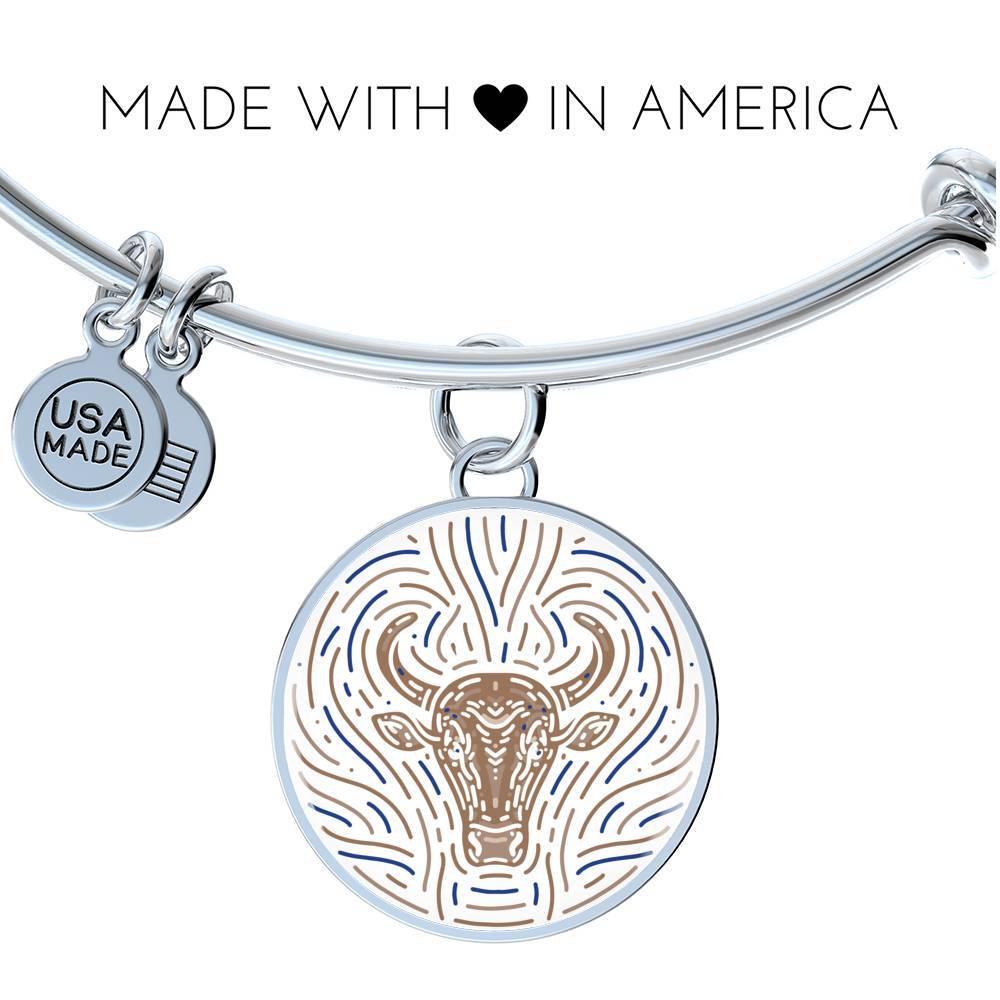 Taurus Zodiac Adjustable Artistic Bangle made from Stainless Steel or 18k Gold - ZodiacFanatic