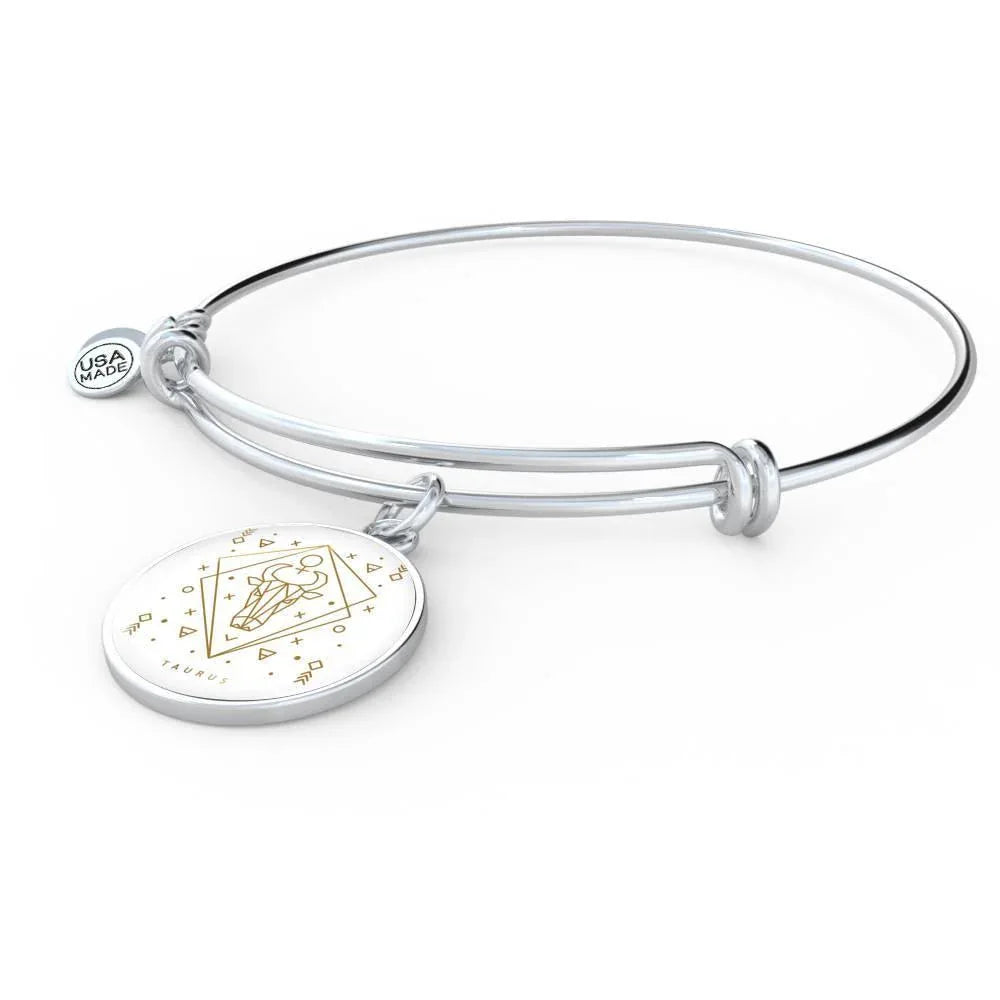Taurus Zodiac Adjustable Luxury Bangle made from Stainless Steel or 18k Gold - ZodiacFanatic