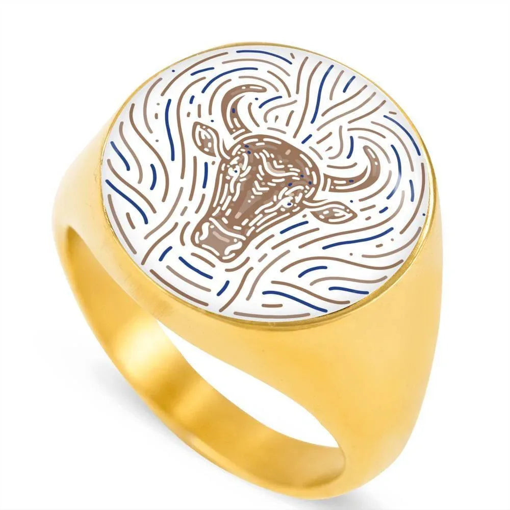 Taurus Zodiac Artistic Stainless Steel or 18k Gold Ring - ZodiacFanatic