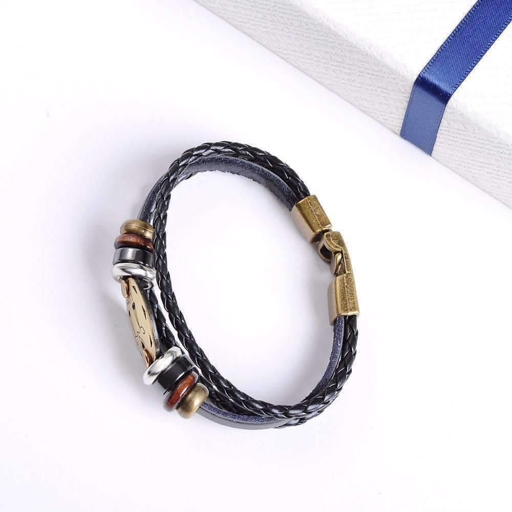 ♉ Taurus Zodiac Leather Bracelet Wooden Bead & Black Hematite Lover Charm Jewelry - ZodiacFanatic