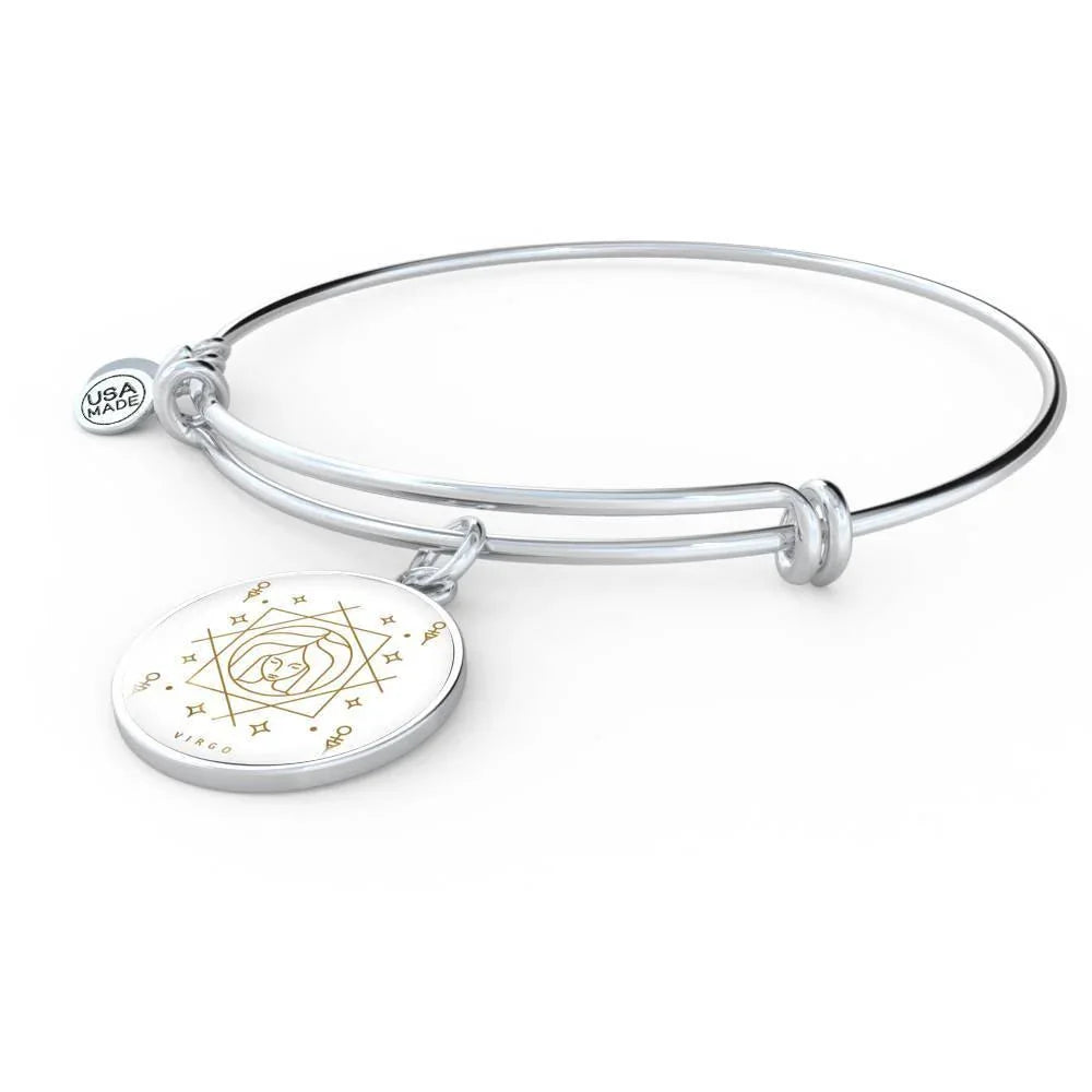 Virgo Zodiac Adjustable Luxury Bangle made from Stainless Steel or 18k Gold - ZodiacFanatic