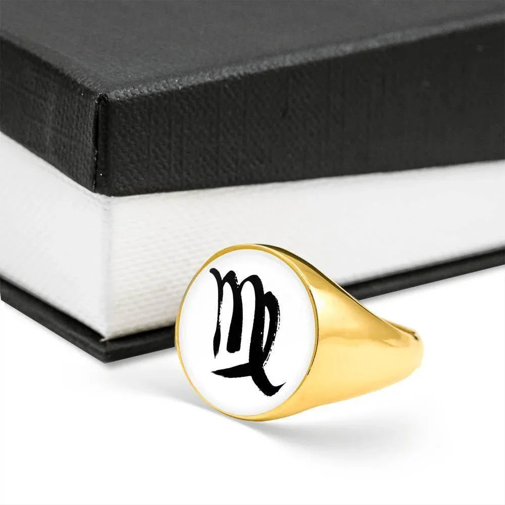 Virgo Zodiac Stainless Steel or 18k Gold Ring - ZodiacFanatic