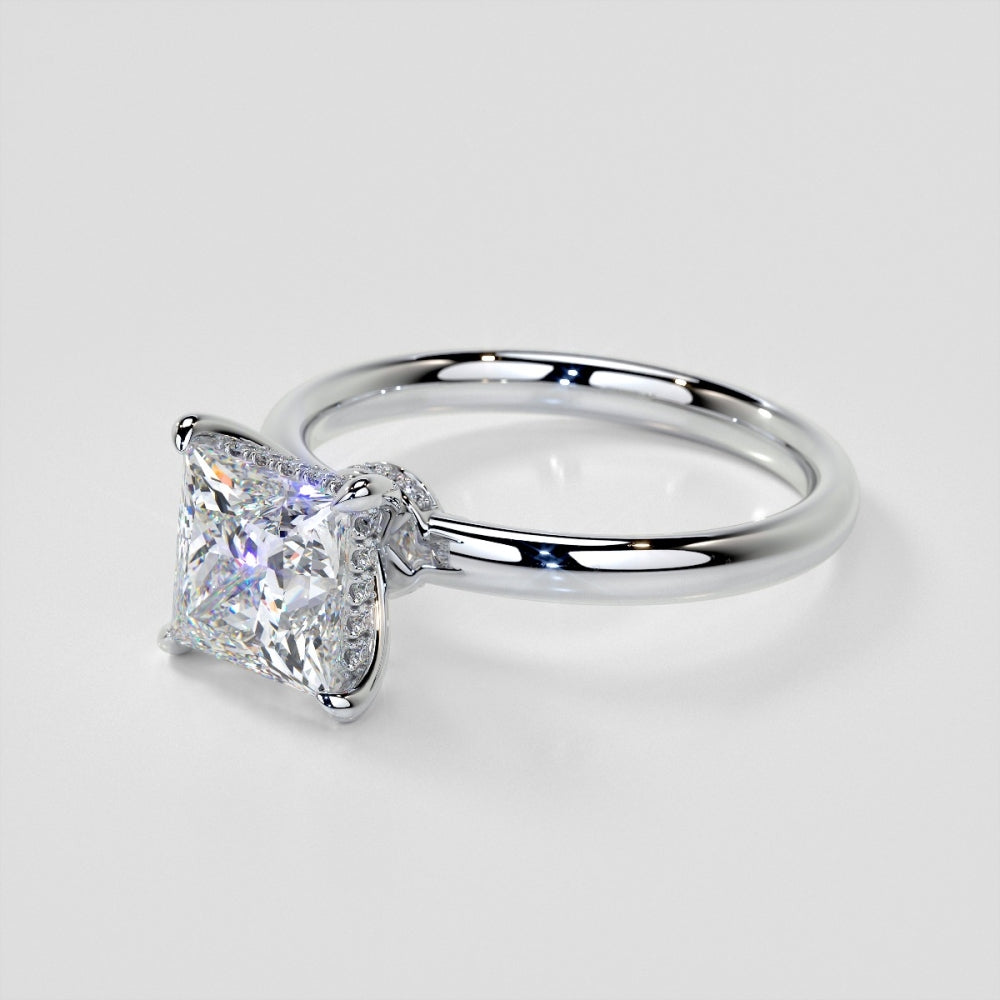 silver engagement diamond ring