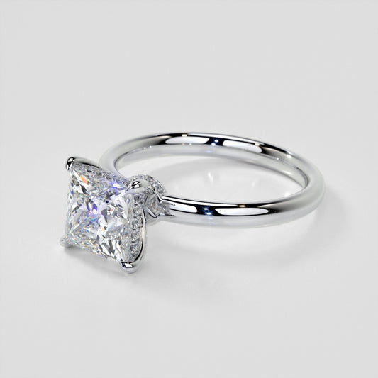 silver engagement diamond ring