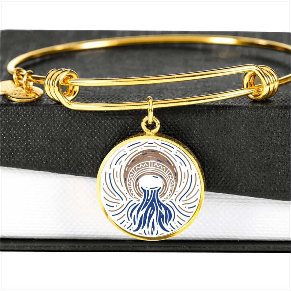 Aquarius Zodiac Adjustable Artistic Bangle made from Stainless Steel or 18k Gold - ZodiacFanatic