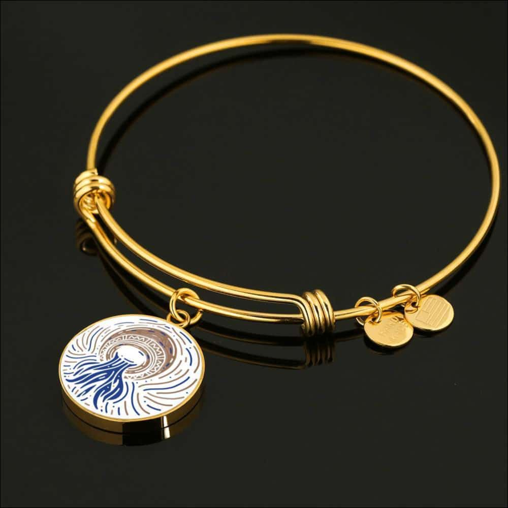 Aquarius Zodiac Adjustable Artistic Bangle made from Stainless Steel or 18k Gold - ZodiacFanatic