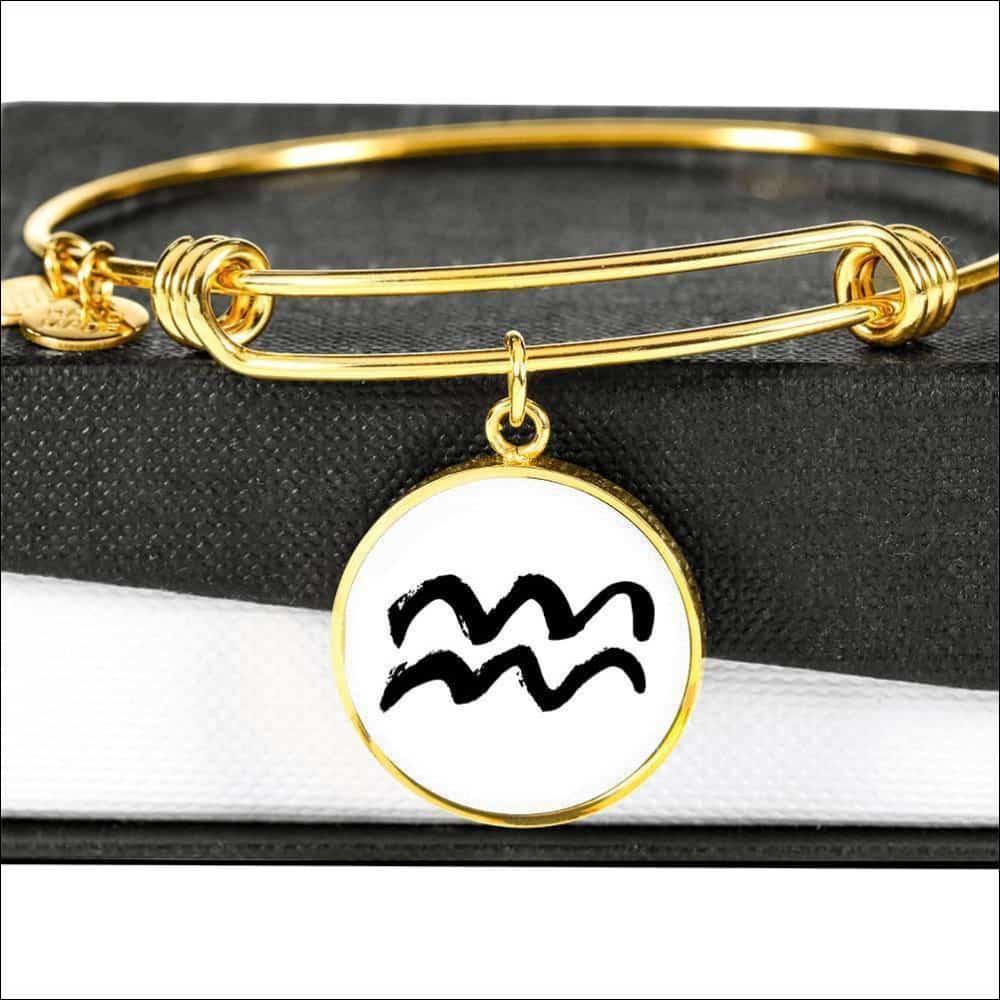 Aquarius Zodiac Adjustable Creative Bangle made from Stainless Steel or 18k Gold - ZodiacFanatic