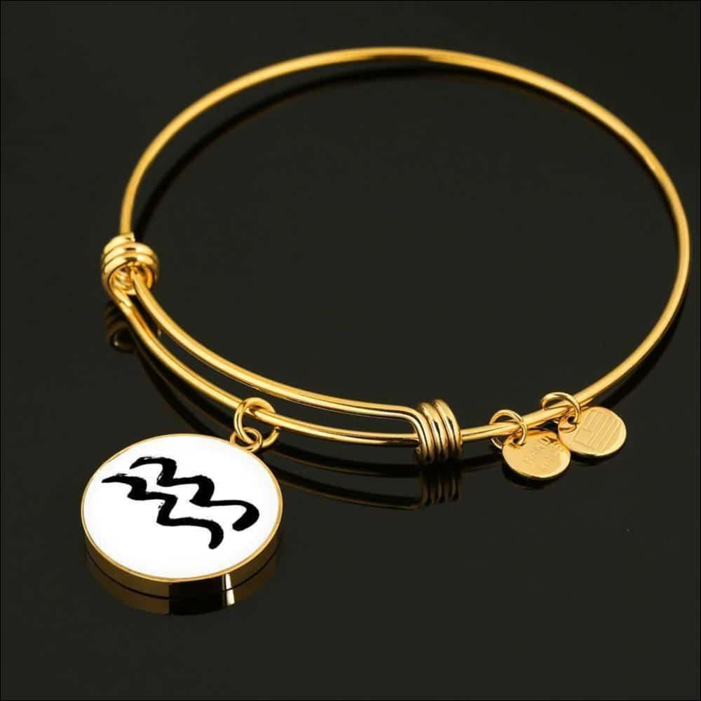 Aquarius Zodiac Adjustable Creative Bangle made from Stainless Steel or 18k Gold - ZodiacFanatic