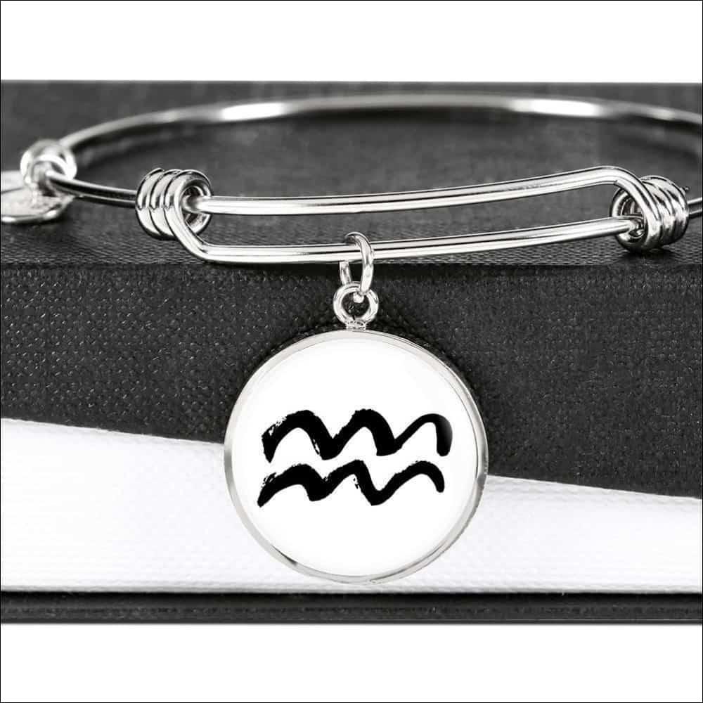 Aquarius Zodiac Adjustable Creative Bangle made from Stainless Steel or 18k Gold - ZodiacFanatic