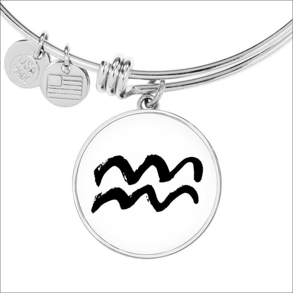 Aquarius Zodiac Adjustable Creative Bangle made from Stainless Steel or 18k Gold - ZodiacFanatic