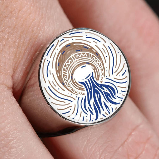 Aquarius Zodiac Artistic Ring made from Stainless Steel or 18k Gold - ZodiacFanatic