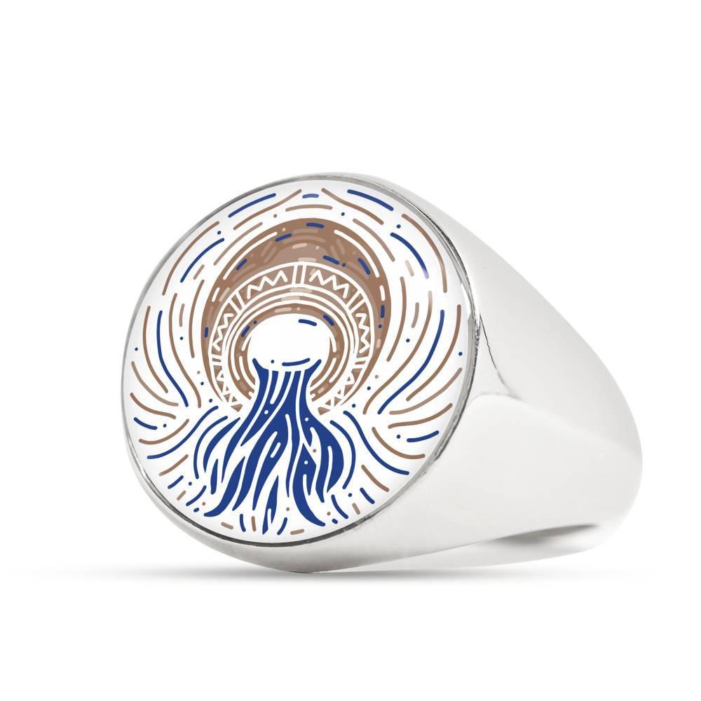 Aquarius Zodiac Artistic Ring made from Stainless Steel or 18k Gold - ZodiacFanatic