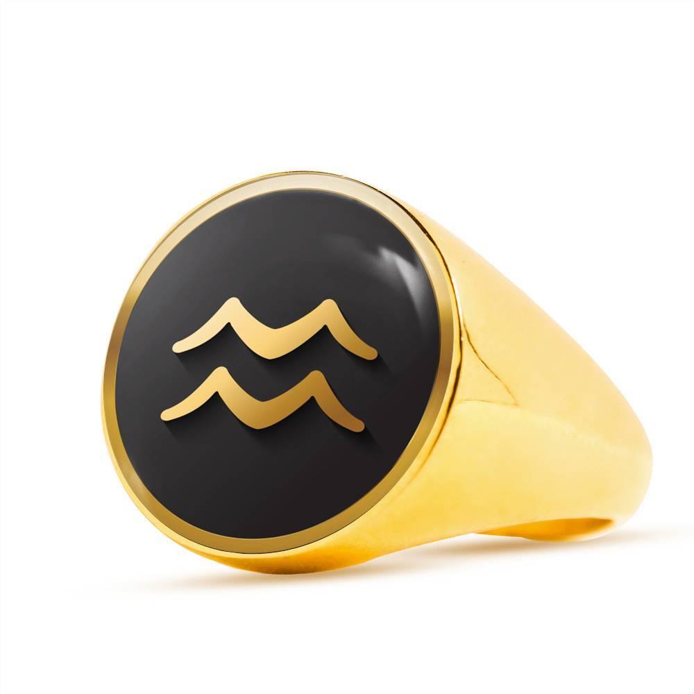 Aquarius Zodiac Exclusive Design Ring Made From Stainless Steel or 18k Gold - ZodiacFanatic