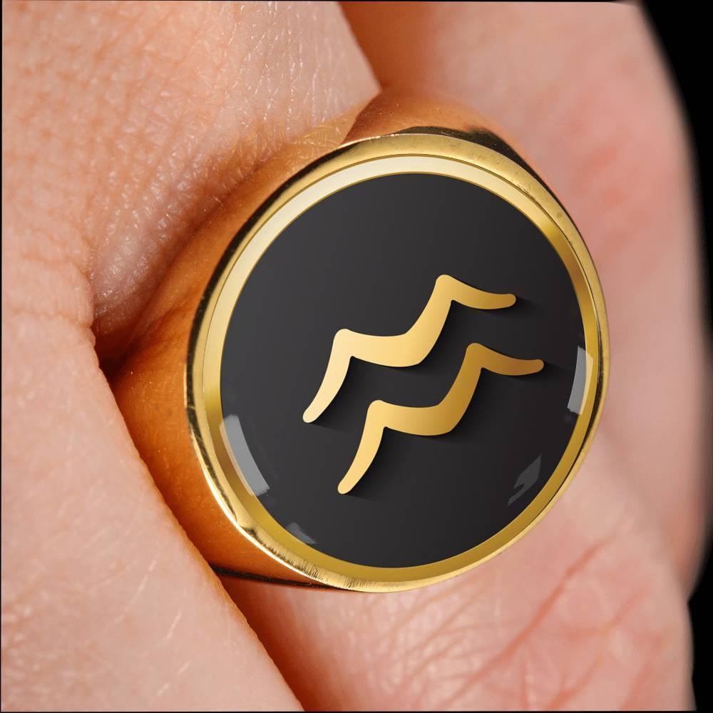 Aquarius Zodiac Exclusive Design Ring Made From Stainless Steel or 18k Gold - ZodiacFanatic