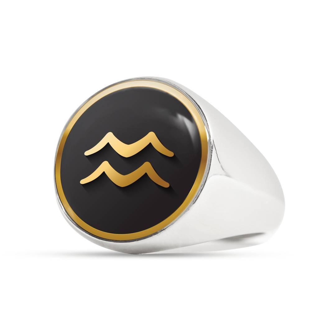 Aquarius Zodiac Exclusive Design Ring Made From Stainless Steel or 18k Gold - ZodiacFanatic