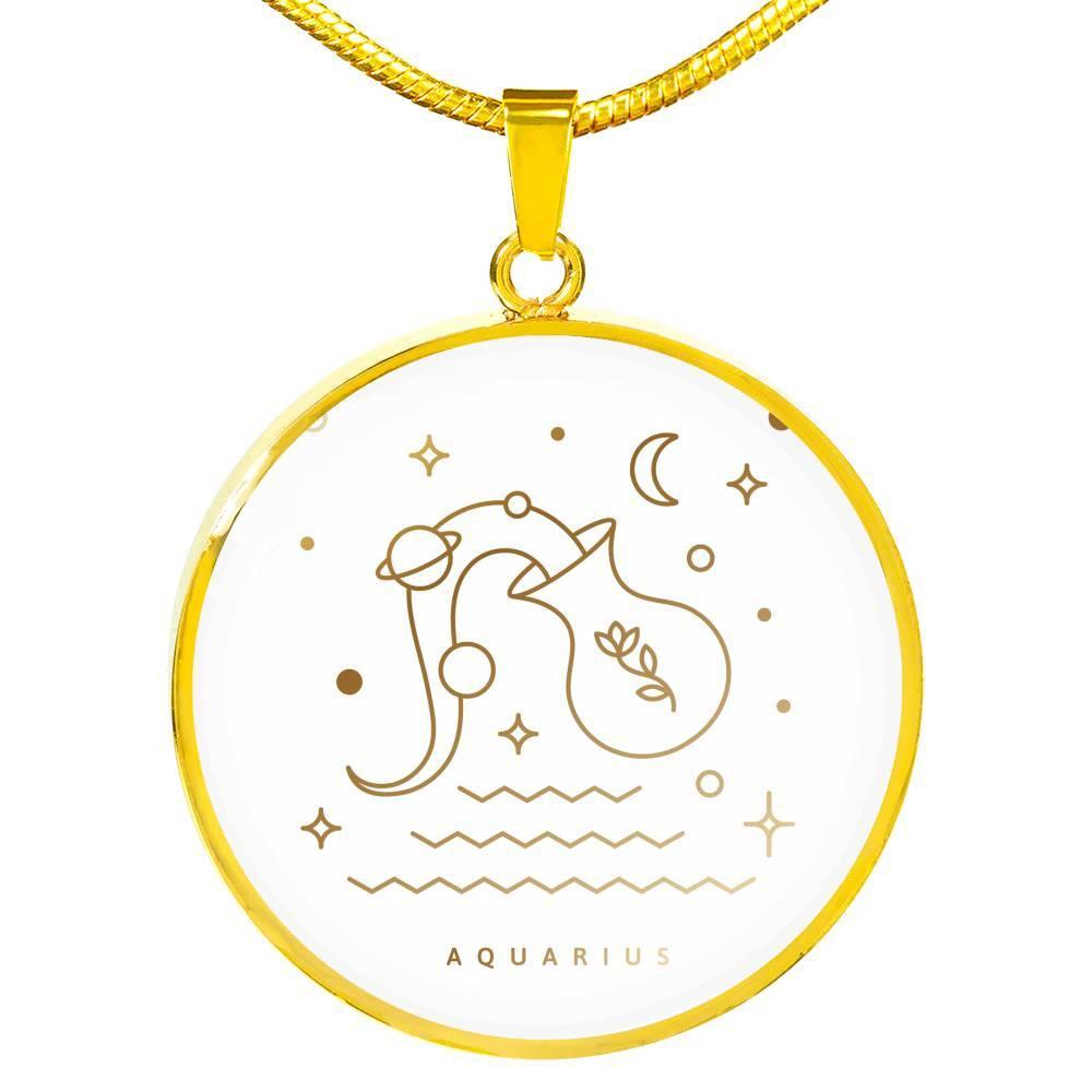 Aquarius Zodiac Luxury Necklace made from Stainless Steel or 18k - ZodiacFanatic