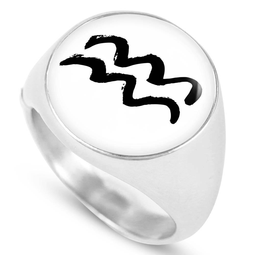 Aquarius Zodiac Stainless Steel or 18k Gold Ring - ZodiacFanatic