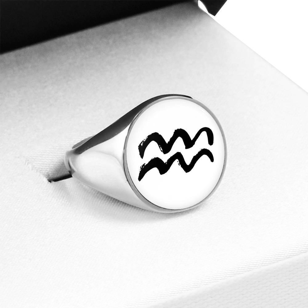 Aquarius Zodiac Stainless Steel or 18k Gold Ring - ZodiacFanatic