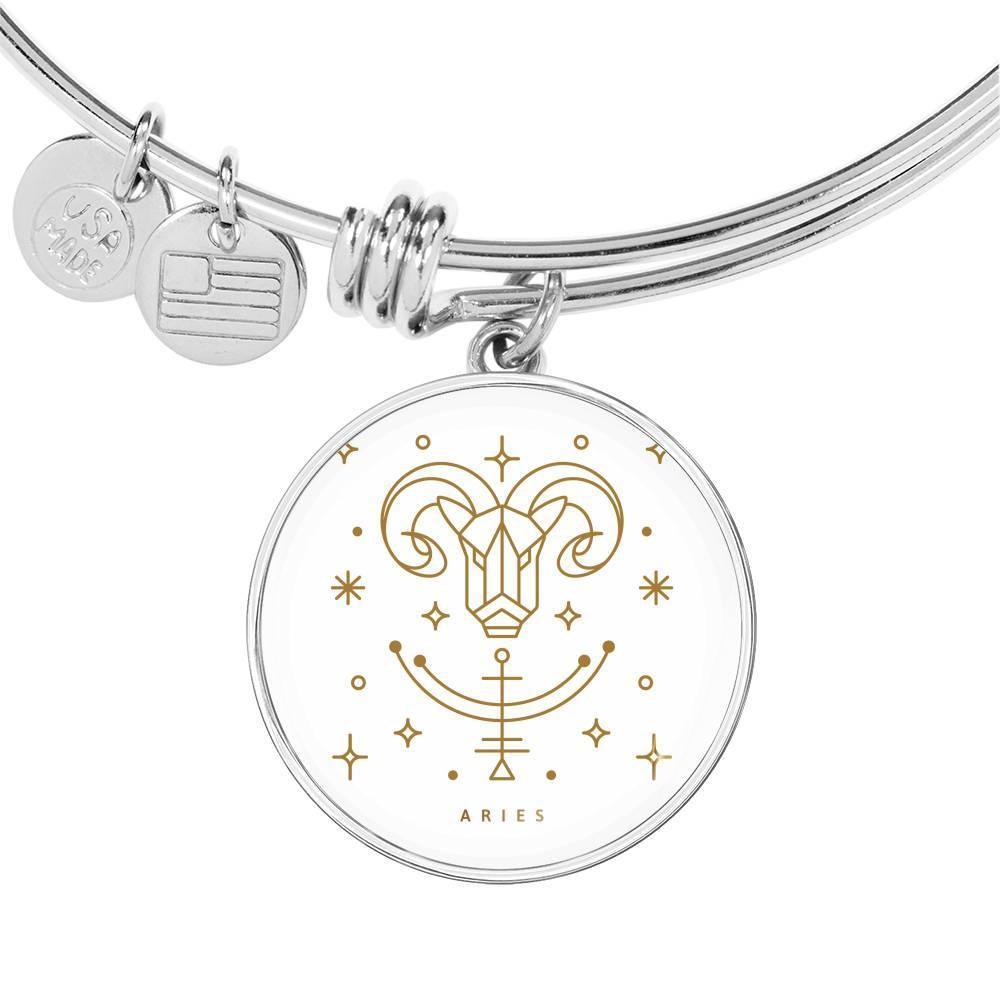 Aries Zodiac Adjustable Luxury Bangle made from Stainless Steel or 18k Gold - ZodiacFanatic