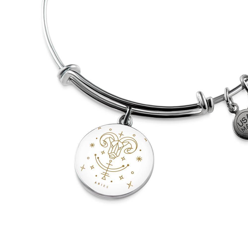 Aries Zodiac Adjustable Luxury Bangle made from Stainless Steel or 18k Gold - ZodiacFanatic