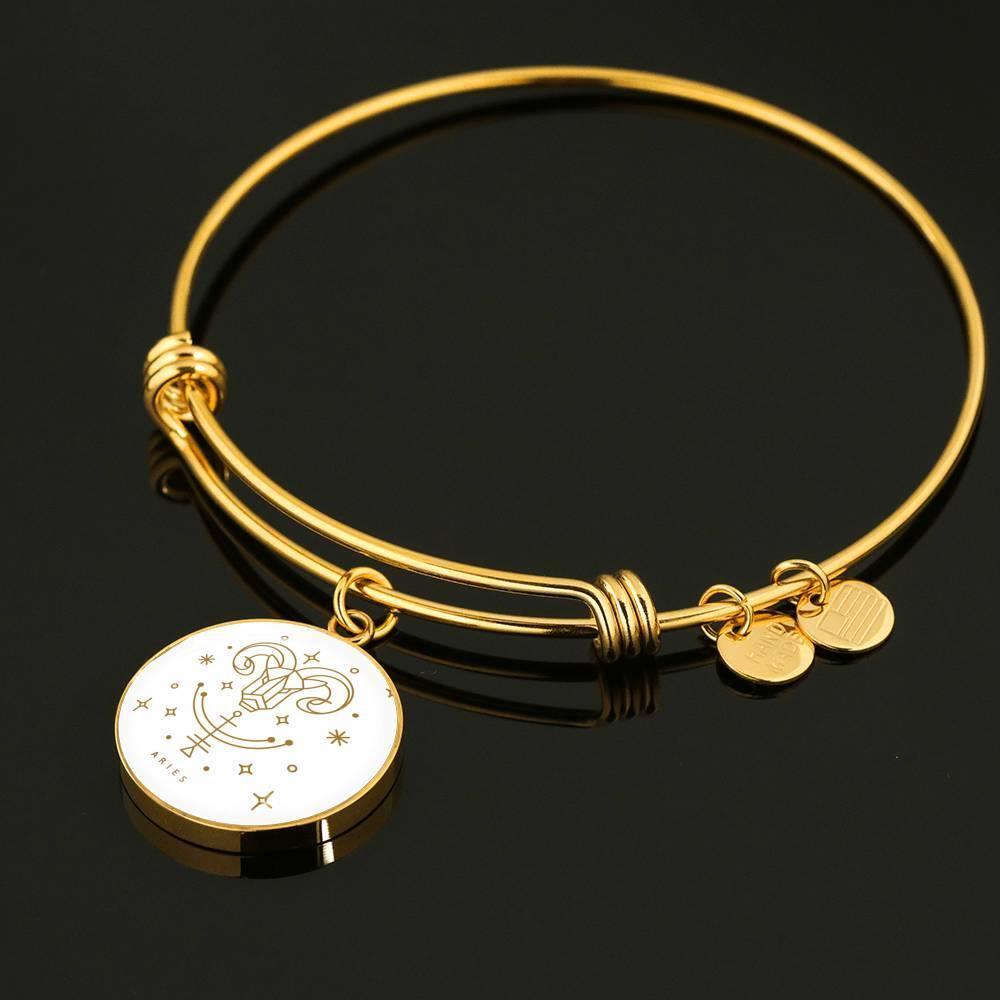 Aries Zodiac Adjustable Luxury Bangle made from Stainless Steel or 18k Gold - ZodiacFanatic