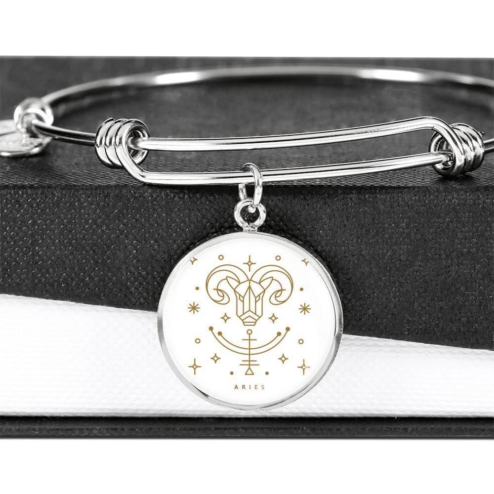 Aries Zodiac Adjustable Luxury Bangle made from Stainless Steel or 18k Gold - ZodiacFanatic