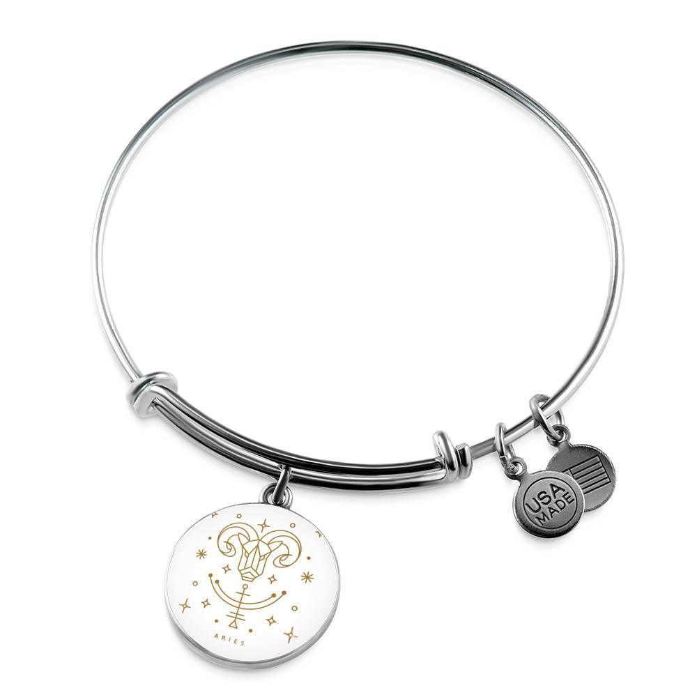 Aries Zodiac Adjustable Luxury Bangle made from Stainless Steel or 18k Gold - ZodiacFanatic