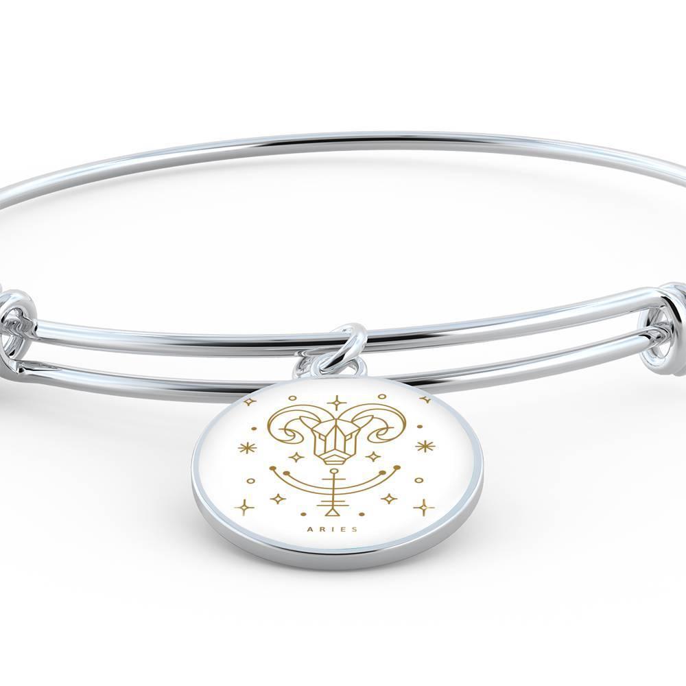 Aries Zodiac Adjustable Luxury Bangle made from Stainless Steel or 18k Gold - ZodiacFanatic