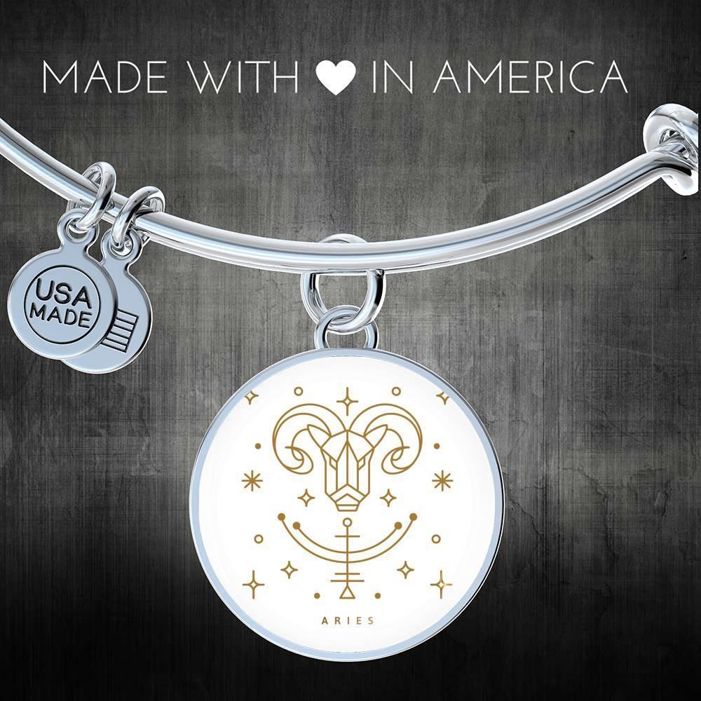 Aries Zodiac Adjustable Luxury Bangle made from Stainless Steel or 18k Gold - ZodiacFanatic