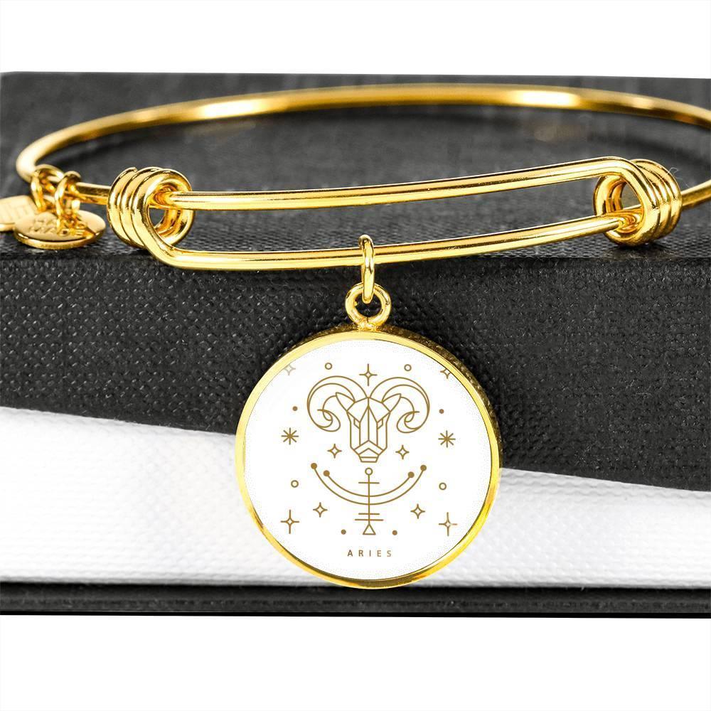 Aries Zodiac Adjustable Luxury Bangle made from Stainless Steel or 18k Gold - ZodiacFanatic