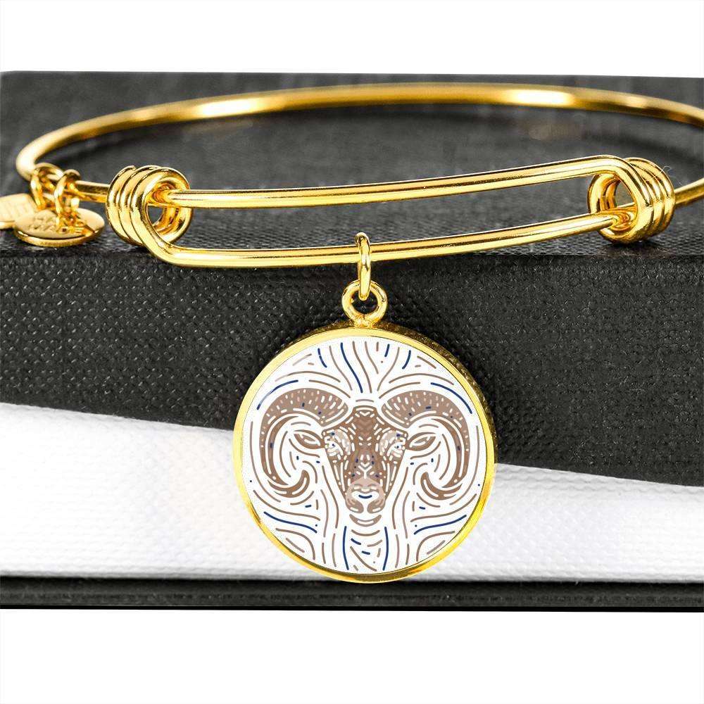 Aries Zodiac Adjustable Luxury Design Bangle made from Stainless Steel or 18k Gold - ZodiacFanatic